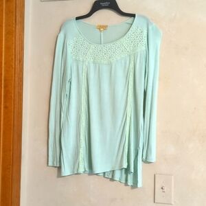 Princess Vera Wang teal long sleeve blouse size M